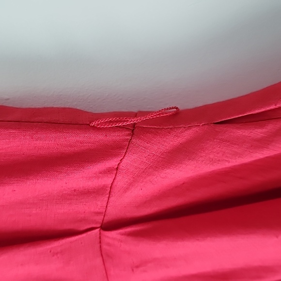 SOLD Marven Singer Vintage Red Linen Button Back Midi Dress 12 B3 - Picture 6 of 10